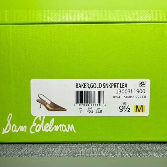 Sam Edelman Baker Slingback Heels Gold Size 9.5 - Picture 7 of 7